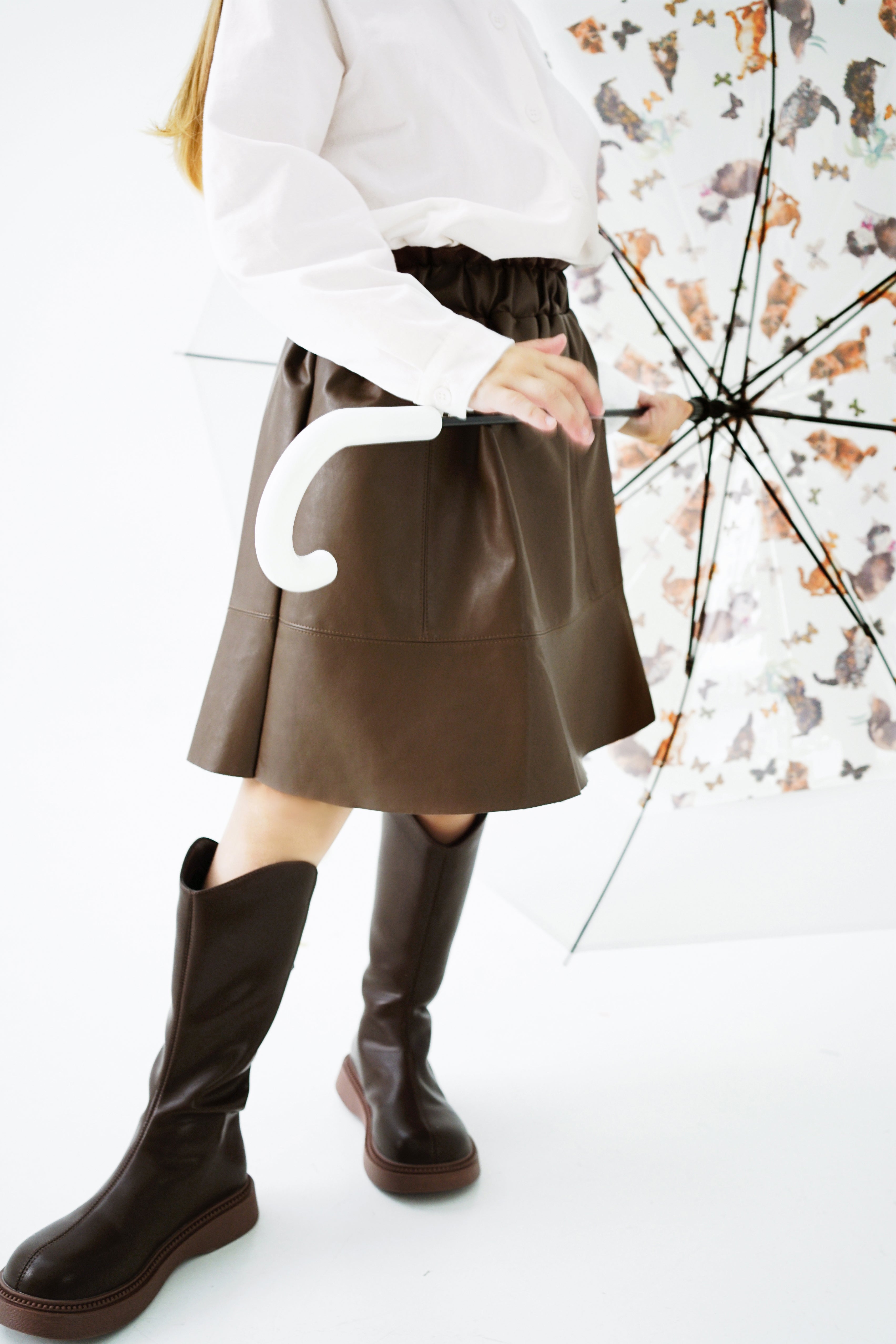 Leather Skirt in Brown KSK2310A28